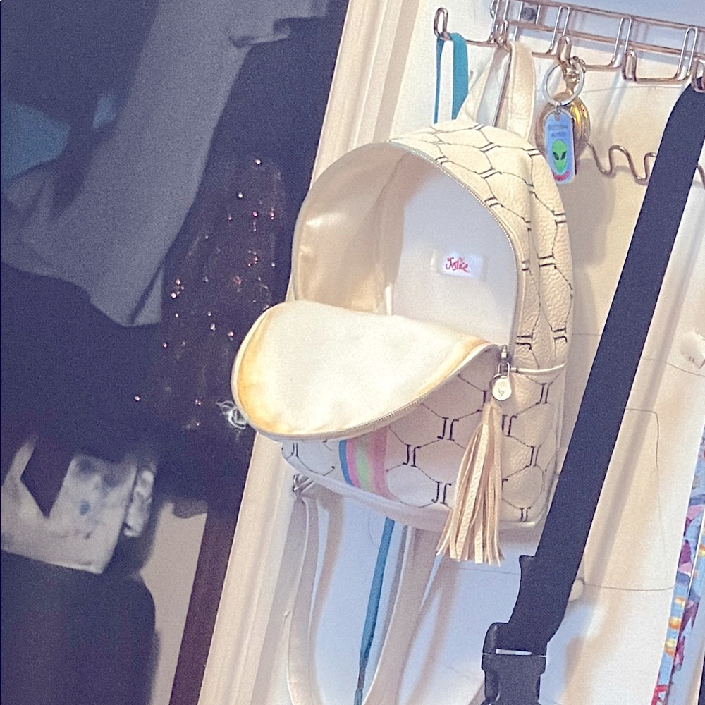 Justice Cream Backpack with Rainbow Accents